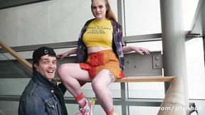 ”Amateur couple Carly & Cameron in stairway”