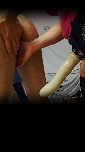 She Fucks Her Boyfriend Deep in His Ass with a Big Dildo Strapon