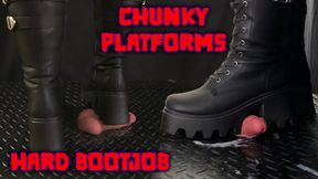 A Hard Bootjob in Chunky Platform Black Boots (Edited Version) - TamyStarly - Bootjob, Shoejob, Ballbusting, CBT, Trample, Trampling, High Heels