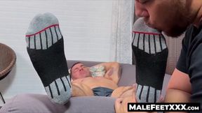 Hunky coach Braden's love for socks and feet worship by lustful Dan Edward
