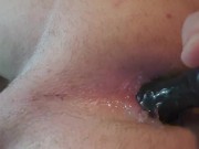 Inserting first sissy plug