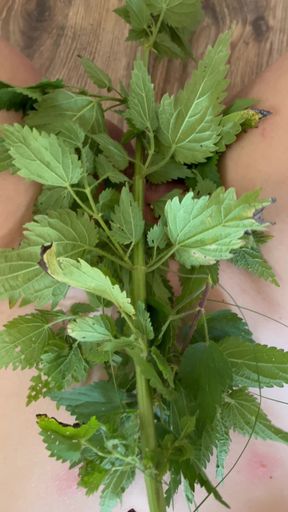 Stinging nettles training for the submissive slut