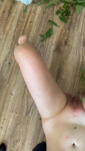 Stinging nettles training for the submissive slut