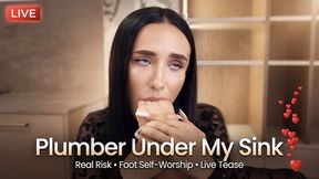 Plumber Under My Sink - Real Risk Foot Self-Worship & Sole Licking, Toes Sucking While He Works