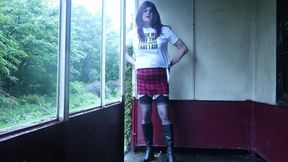 More crossdressed and talking dirty outdoors