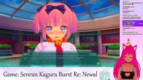 Lewd VTuber Neko Seduces in Lingerie During Senran Kagura Livestream Softcore Fun