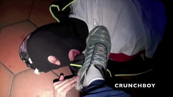 sneaker and humliation in latex and sneaker outfit