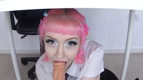 Classroom blowjob under desk in school Evie Rees