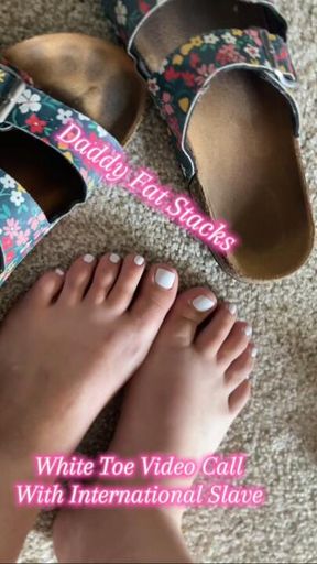 White Toe Video Call With International Slave