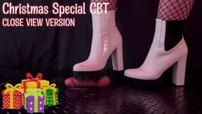 Christmas CBT in Dangerous White High Heels Ankle Boots (Close Version) - Tamystarly - Cock Balls Crush Trample, Bootjob, Trampling, Shoejob, Stomping