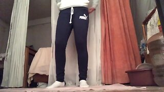 Boy wearing pantyhose ridding prick