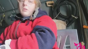 Smoking in the cold and creepy shed while coughing and nose blowing