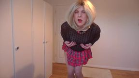 Nude pantyhose and no knickers under my miniskirt