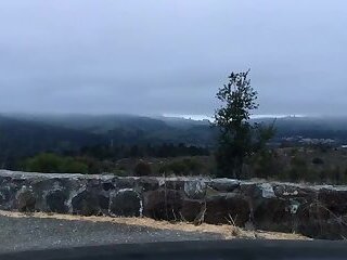 Mountain Man fucks dildo in carpark