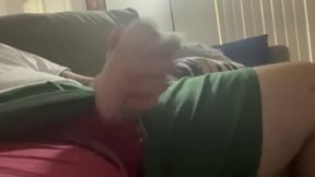 Caught jacking off in the living room with that fresh phalloplasty fucking his own dick tattoo