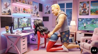 Gamer Boy Ignores His Gostosa Nerd Girl Taking Anal