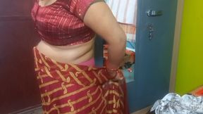 Very Beautiful Indian Bhabhi in Red Saree