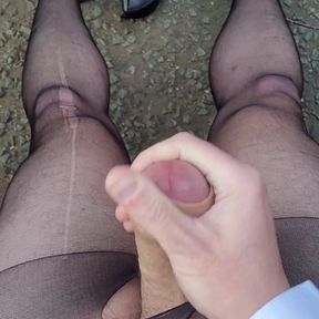 Torn black tights need cum on them