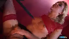 Double ended dildo makes the blonde employee not want to mess with her lesbian boss