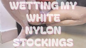 WETTING MY WHITE NYLON STOCKING