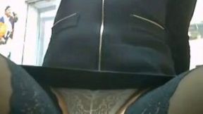 My spicy hot colleague flashes her underwear and crotch