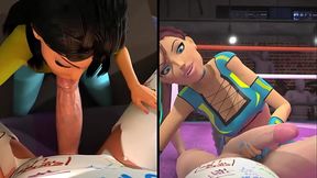 3DGSPOT - Hot Girls Deepthroat A Big Cock In SPLIT-SCREEN COMP! 3D CARTOON PORN!