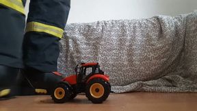 Firefighter crushing toy Tractor