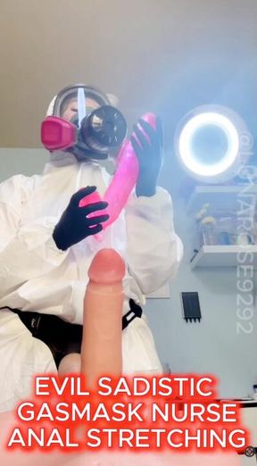 POV Evil Sadistic Gas Mask Nurse Prostate Exam Anal Stretching😈🥵🔥🧤🍑💦😈