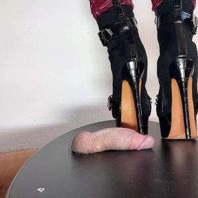 Mistress Elle cock trample shoejob cum