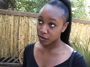 Huge cock hardly fits in young ebony babe&#039;s mouth and cunt