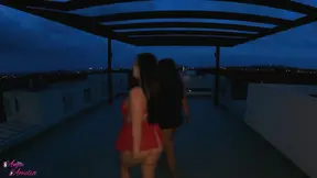 Trio shares cock on villa rooftop