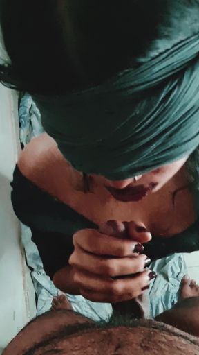 Indian Girlfriend Makes Blowjob While Smoking POV