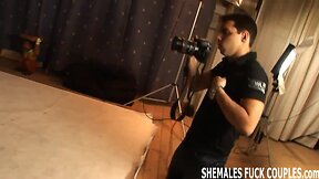 Interracial Bisexual Threesome: Ebony Trans Babe Pounded Hard by Big Black Cock!