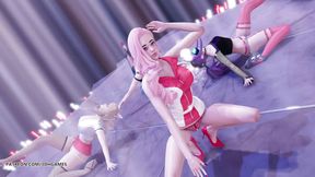 [MMD] T ara - BunnyStyle naked dance Ahri Kaisa Seraphine sexy Kpop dance league of legends KDA 4K 60FPS