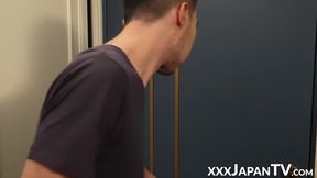 Sweet asian Banbie slurps throbbing cock in a rough pussy grinding session