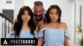 Asian Stepsisters Lulu Chu & Kimmy Kimm Fulfill Their Stepdads Doppelganger Fantasy