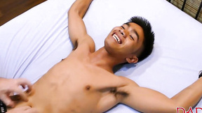 Cute twink Robin gets his fuck holes plugged with Daddys meat