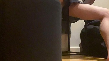 Straight Roommate Caught Free-balling and Flashing His Smooth Balls - bulge in shorts
