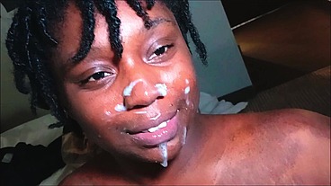 Reverse cowgirl facial and round 2 for DarkChocolateBarbie