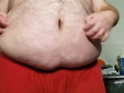 SSBHM Plays with soft furry belly and tits