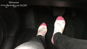 Hey stranger come see me pedal pump in my pink flamingo socks!