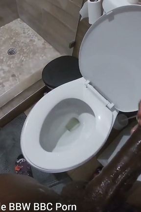 Stroking My BBC Peeing in the Toilet POV