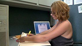 Office fuck with red hed milf