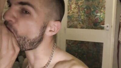 Hot young guys with fit bodies fuck after rough blowjobs