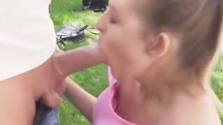 blowjob slutty babe loves sucking cock and fucking on sunny day 4k