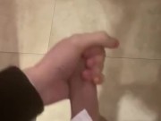 Trying to get caught jerking off in public toilet