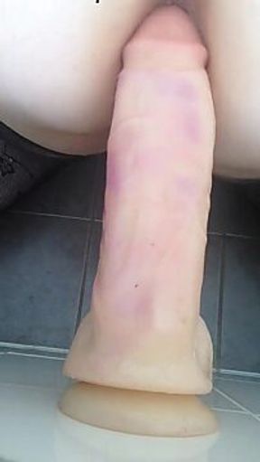 Anal dilation with massive dildo