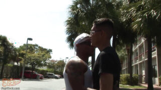 Homens gays tatuados com pênis enormes transam sem camisinha, fazem sexo oral profundo e ejaculam no rosto deles.