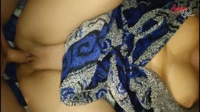 Stepmom in a bathrobe and with a towel on her head got a fuck and a creampie after a shower