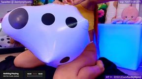 Popping a Pair of Dice Inflatables! Heat Assisted Pop Creating Bubbles